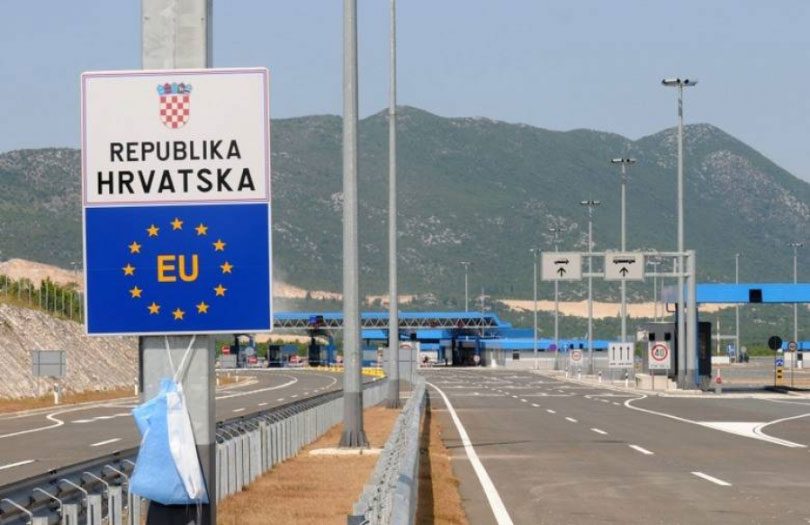 Ulazak Hrvatske u Schengen granica bih i hrvatske natpis republika hrvatska