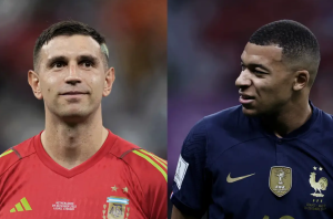 Tenzije uoči finala Martinez i Mbappe se svađaju na slici obojica u dresovima nogometnih reprezentacija